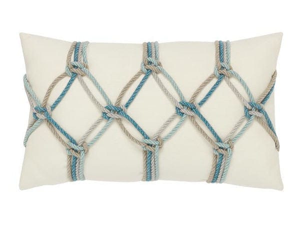 ELAINE SMITH INC. Outdoor Pillow Aqua Rope 12”x20” Outdoor Pillow