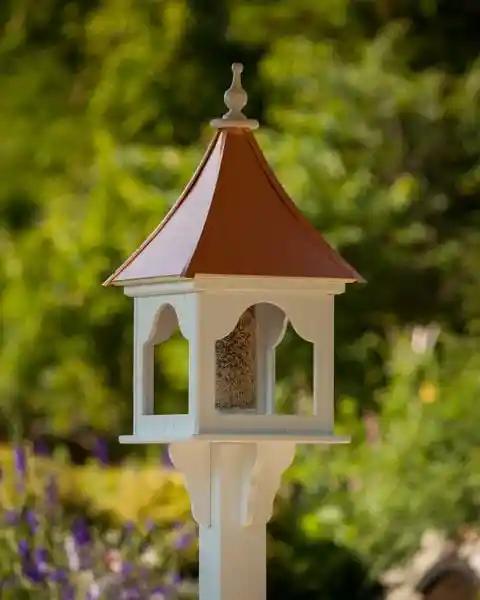 Fancy Home Products Bird Feeder White/Copper 14&quot; Square Bird Feeder