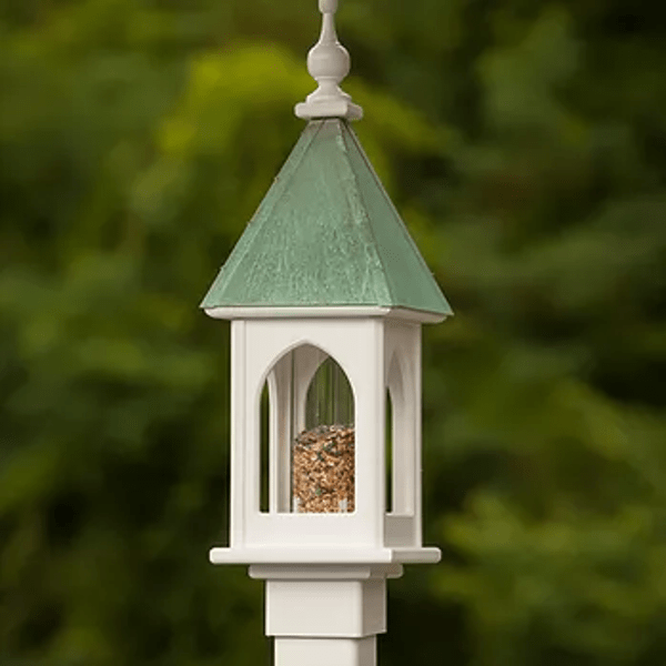 Fancy Home Products Bird Feeder White/Patina Copper 8&quot; Square Birdfeeder