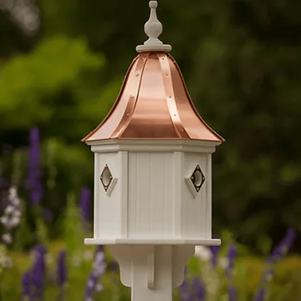 Fancy Home Products Birdhouses White/Copper 12&quot; Hexagon Birdhouse