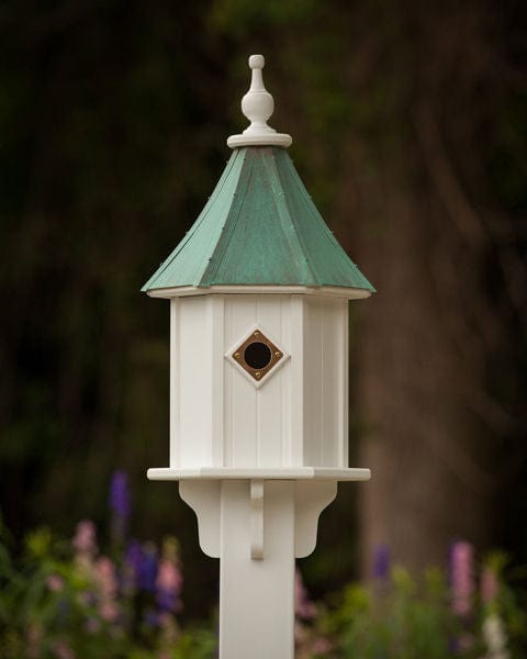 Fancy Home Products Birdhouses White/Patina Copper 10&quot; Hexagon Birdhouse