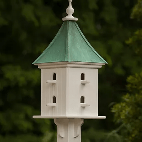Fancy Home Products Birdhouses White/Patina Copper 12&quot; Birdhouse with 8 Perches