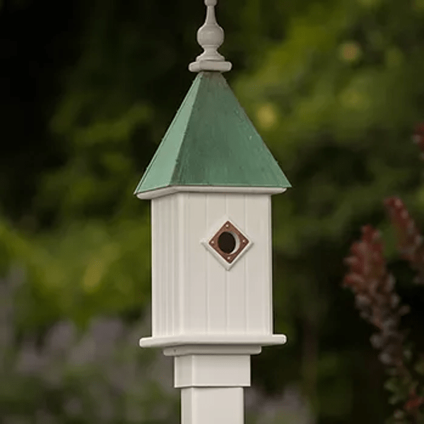 Fancy Home Products Birdhouses White/Patina Copper 8&quot; Square Bluebird House