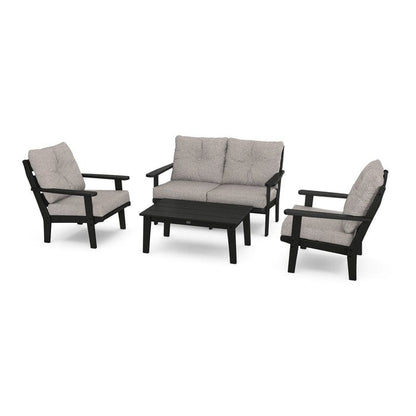 Polywood Outdoor Furniture Black / Weathered Tweed Polywood Lakeside 4-Piece Deep Seating Set