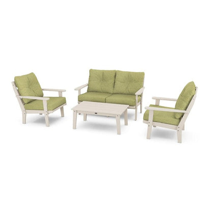 Polywood Outdoor Furniture Sand / Chartreuse Boucle Polywood Lakeside 4-Piece Deep Seating Set