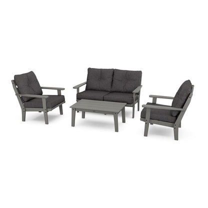 Polywood Outdoor Furniture Slate Grey / Ash Charcoal Polywood Lakeside 4-Piece Deep Seating Set