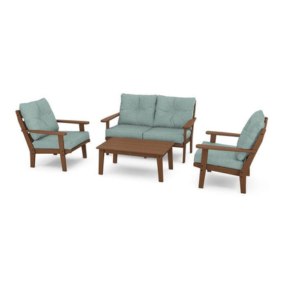 Polywood Outdoor Furniture Teak / Glacier Spa Polywood Lakeside 4-Piece Deep Seating Set