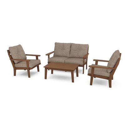Polywood Outdoor Furniture Teak / Spiced Burlap Polywood Lakeside 4-Piece Deep Seating Set