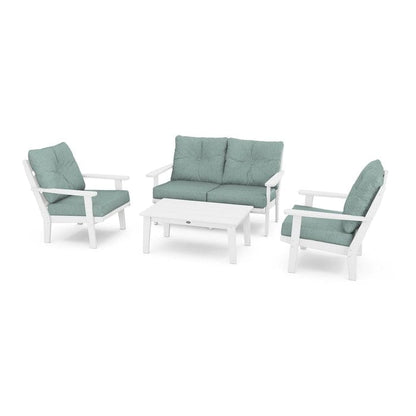 Polywood Outdoor Furniture White / Glacier Spa Polywood Lakeside 4-Piece Deep Seating Set