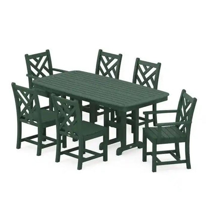 Polywood Polywood Dining Green Polywood Chippendale 7-Piece Dining Set