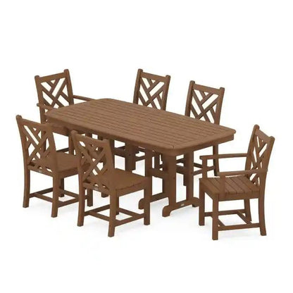 Polywood Polywood Dining Teak Polywood Chippendale 7-Piece Dining Set