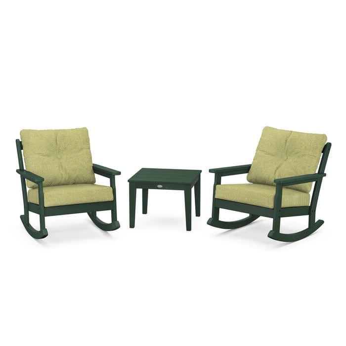 Polywood Polywood Green / Chartreuse Boucle Polywood Vineyard 3-Piece Deep Seating Rocking Chair Set