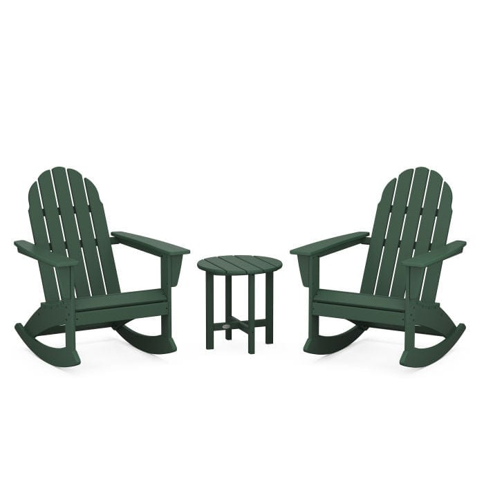 Polywood Polywood Green Polywood Vineyard 3-Piece Adirondack Rocking Chair Set with 18&quot; Round Table