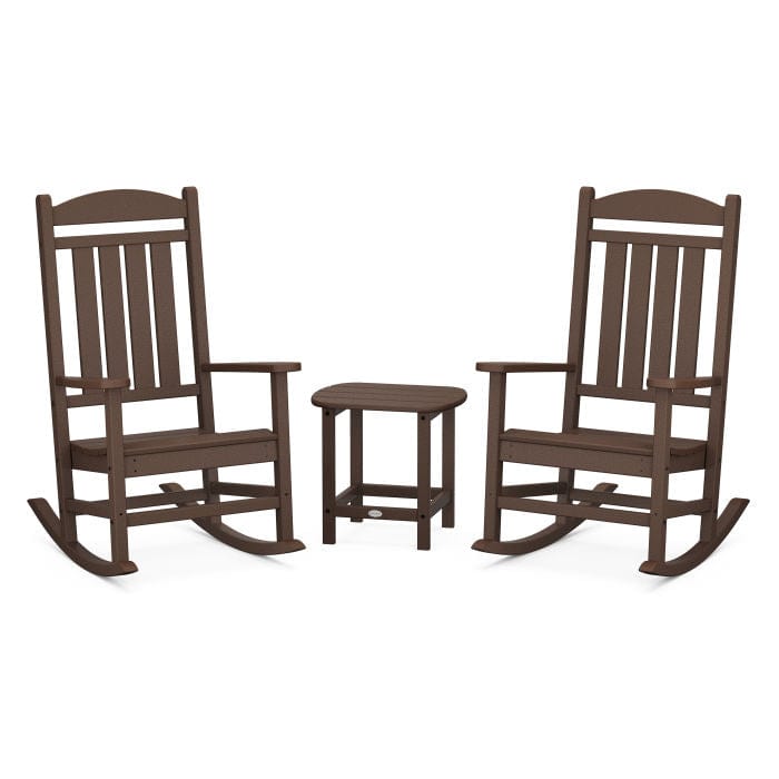 Polywood Polywood Mahogany Polywood Presidential 3-Piece Rocking Chair Set with South Beach 18&quot; Side Table