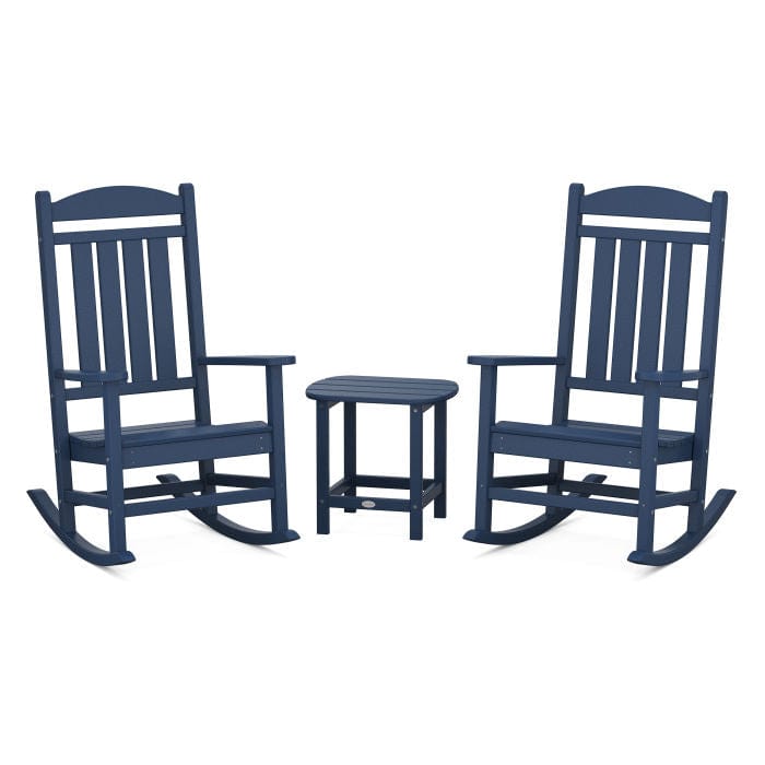 Polywood Polywood Navy Polywood Presidential 3-Piece Rocking Chair Set with South Beach 18&quot; Side Table