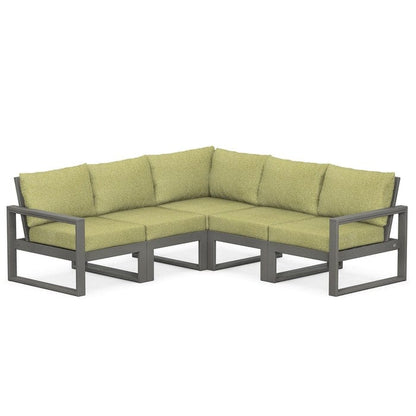 Polywood Polywood Slate Grey / Chartreuse Boucle Polywood EDGE 5-Piece Modular Deep Seating Set