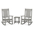 Polywood Polywood Slate Grey Estate 3-Piece Rocking Chair Set with Long Island 18" Side Table