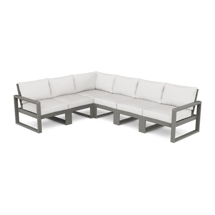 Polywood Polywood Slate Grey / Natural Linen Polywood EDGE 6-Piece Modular Deep Seating Set