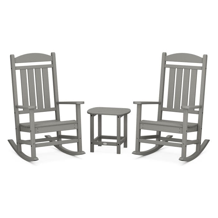 Polywood Polywood Slate Grey Polywood Presidential 3-Piece Rocking Chair Set with South Beach 18&quot; Side Table