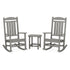 Polywood Polywood Slate Grey Polywood Presidential 3-Piece Rocking Chair Set with South Beach 18" Side Table